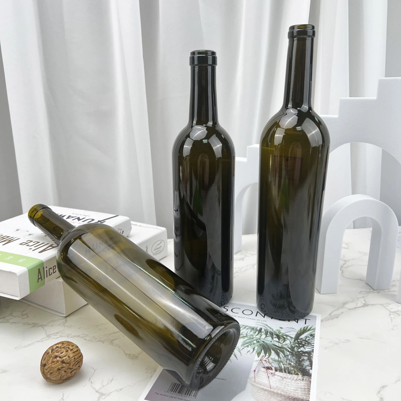 Wholesale 375ml 500ml 750ml 1500ml 3L 6L Wine Glass Bottles Bordeaux Bottles Burgundy Bottles Olive Green Bottles Antique Green Glass Wine Bottles