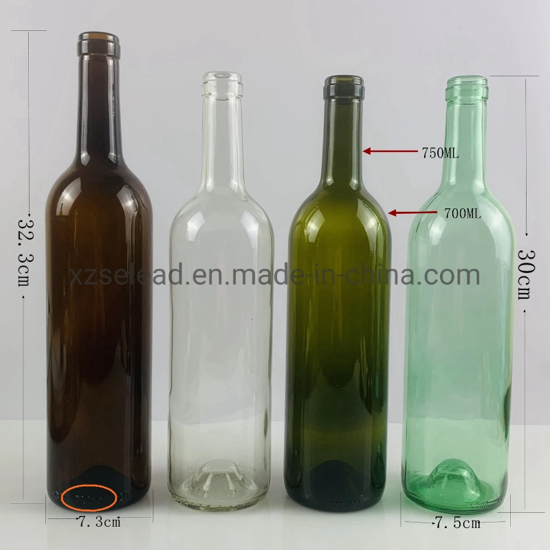 187ml 375ml 500ml 750ml 1000ml Bordeaux Burgundy Shape Red Wine Glass Bottle Green Glass Grape Wine Bottle
