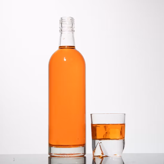 Custom 500ml 700ml 750ml Glass Bottle Clear Empty Glass Bottles Vodka Whisky Brandy Glass Bottle Tequila Gin Liquor Spirits Glass Bottle