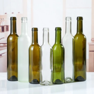 High Quality Empty 750 Ml Clear Antique Green Bordeaux Glass Wine Bottles