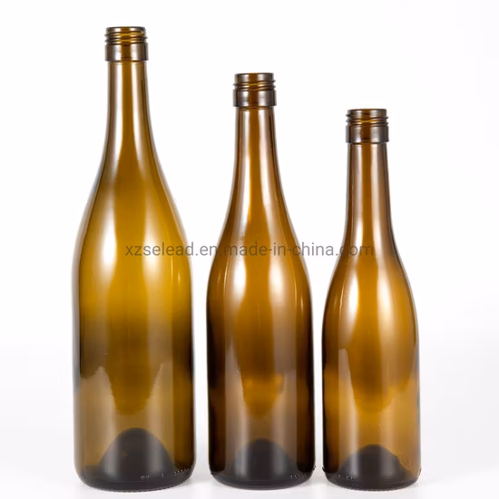 187ml 375ml 500ml 750ml 1000ml Bordeaux Burgundy Shape Red Wine Glass Bottle Green Glass Grape Wine Bottle